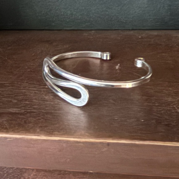 Modernist Cuff Bracelet Sterling Silver Plated Handmade - Picture 4 of 6